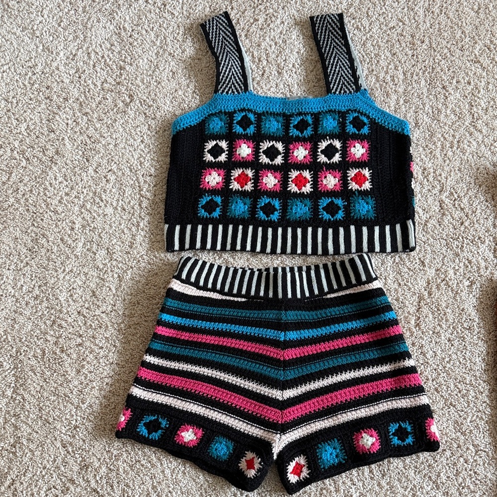 ASOS Colorful Crochet Tank and Shorts Set